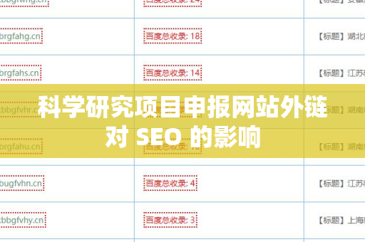 科学研究项目申报网站外链对 SEO 的影响