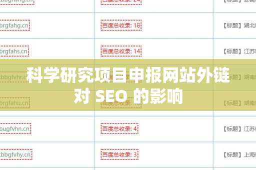 科学研究项目申报网站外链对 SEO 的影响