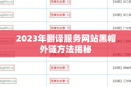 2023年翻译服务网站黑帽外链方法揭秘