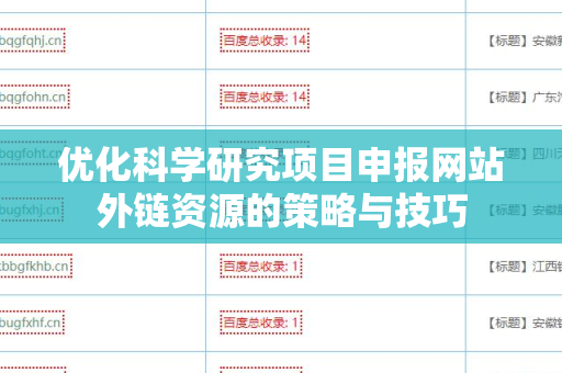 优化科学研究项目申报网站外链资源的策略与技巧