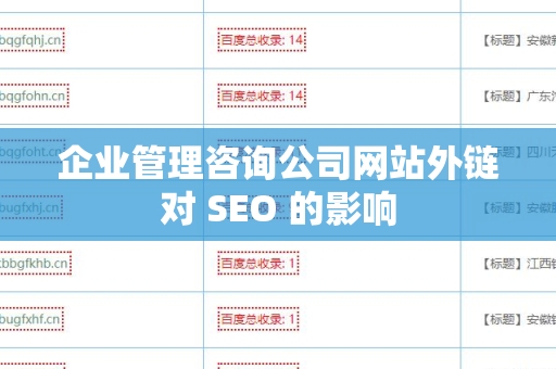 企业管理咨询公司网站外链对 SEO 的影响