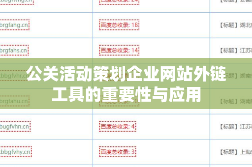 公关活动策划企业网站外链工具的重要性与应用