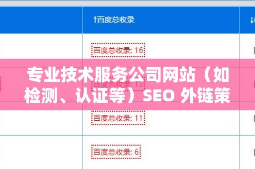 专业技术服务公司网站（如检测、认证等）SEO 外链策略