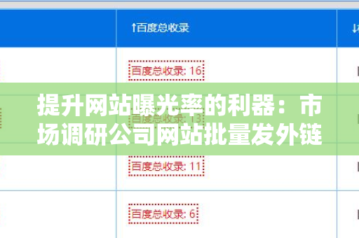 提升网站曝光率的利器：市场调研公司网站批量发外链工具