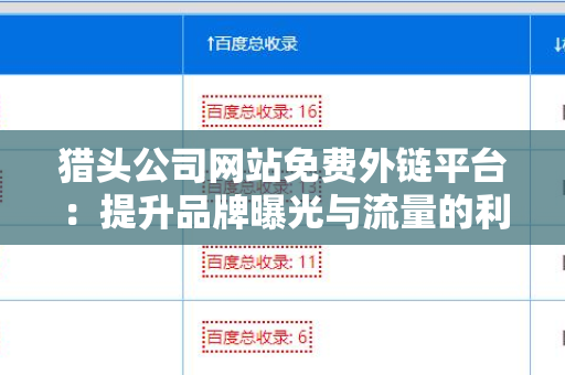 猎头公司网站免费外链平台：提升品牌曝光与流量的利器
