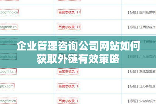企业管理咨询公司网站如何获取外链有效策略