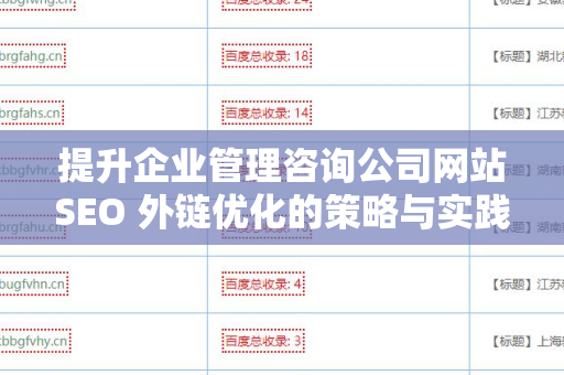 提升企业管理咨询公司网站SEO 外链优化的策略与实践