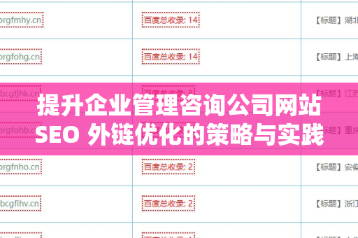 提升企业管理咨询公司网站SEO 外链优化的策略与实践