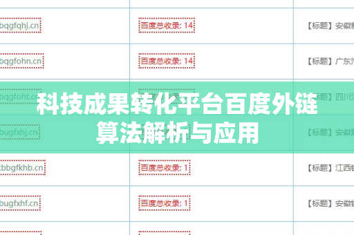 科技成果转化平台百度外链算法解析与应用