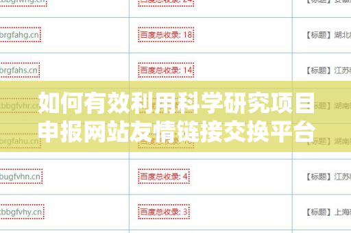 如何有效利用科学研究项目申报网站友情链接交换平台提升网站流量