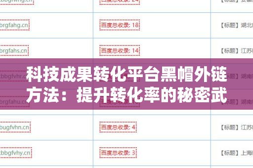 科技成果转化平台黑帽外链方法：提升转化率的秘密武器