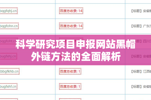 科学研究项目申报网站黑帽外链方法的全面解析