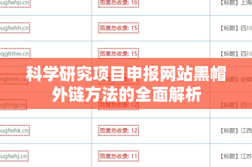 科学研究项目申报网站黑帽外链方法的全面解析
