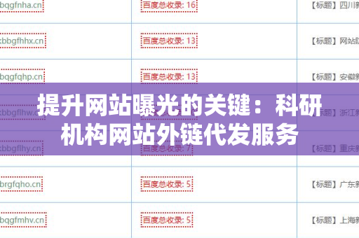 提升网站曝光的关键：科研机构网站外链代发服务