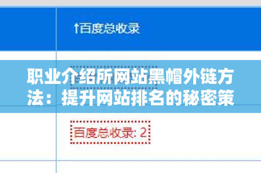 职业介绍所网站黑帽外链方法：提升网站排名的秘密策略