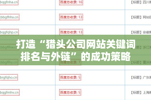 打造“猎头公司网站关键词排名与外链”的成功策略