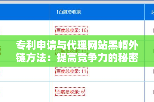 专利申请与代理网站黑帽外链方法：提高竞争力的秘密武器