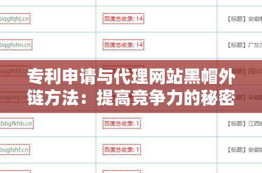 专利申请与代理网站黑帽外链方法：提高竞争力的秘密武器