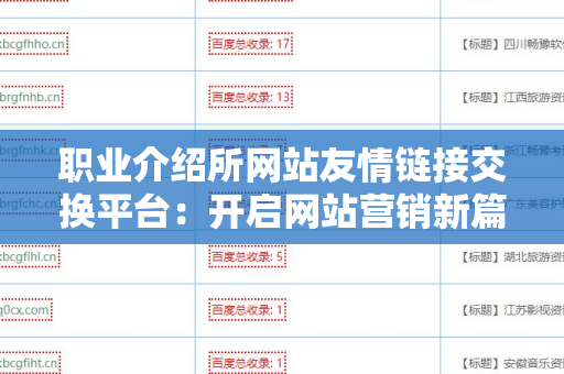 职业介绍所网站友情链接交换平台：开启网站营销新篇章