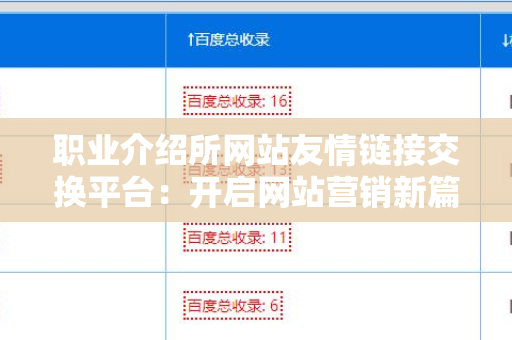 职业介绍所网站友情链接交换平台：开启网站营销新篇章