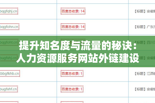 提升知名度与流量的秘诀：人力资源服务网站外链建设策略