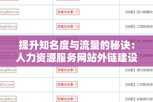 提升知名度与流量的秘诀：人力资源服务网站外链建设策略