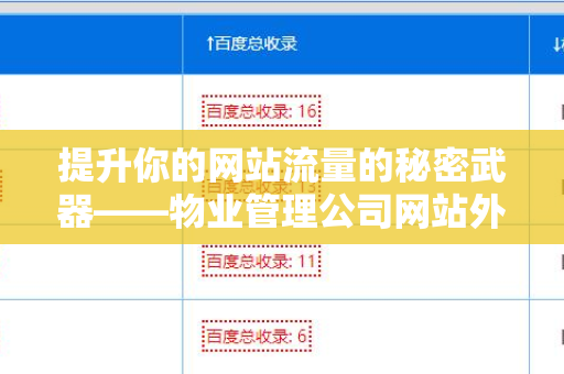 提升你的网站流量的秘密武器——物业管理公司网站外链工具