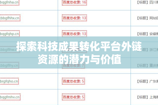 探索科技成果转化平台外链资源的潜力与价值