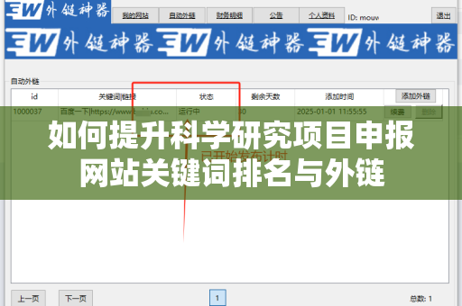 如何提升科学研究项目申报网站关键词排名与外链