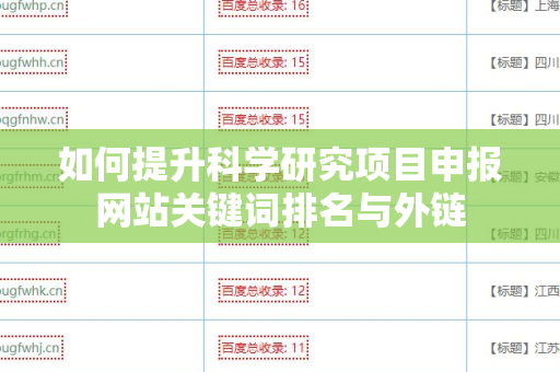 如何提升科学研究项目申报网站关键词排名与外链
