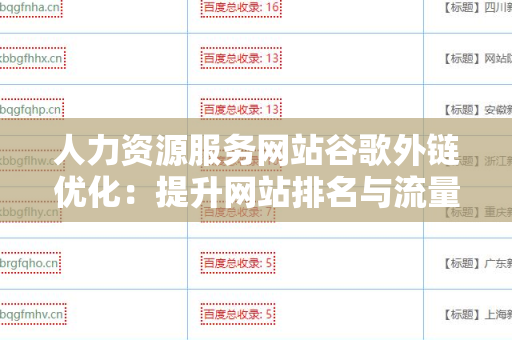 人力资源服务网站谷歌外链优化：提升网站排名与流量的策略