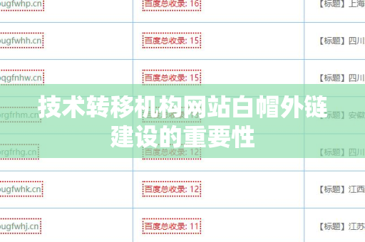 技术转移机构网站白帽外链建设的重要性