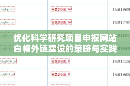 优化科学研究项目申报网站白帽外链建设的策略与实践