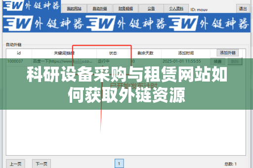 科研设备采购与租赁网站如何获取外链资源