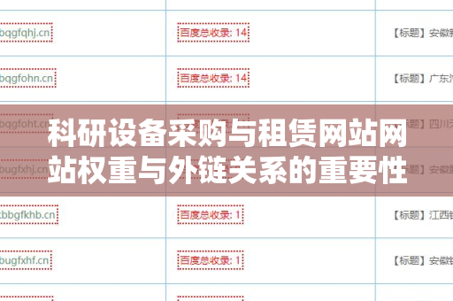 科研设备采购与租赁网站网站权重与外链关系的重要性分析