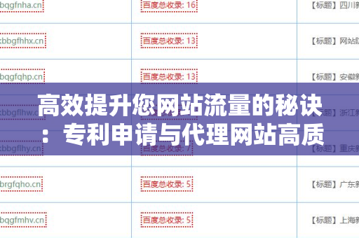 高效提升您网站流量的秘诀：专利申请与代理网站高质量外链