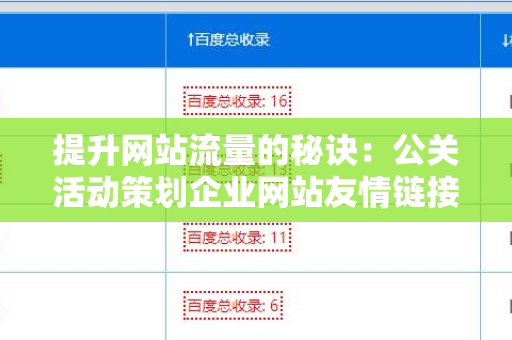 提升网站流量的秘诀：公关活动策划企业网站友情链接交换平台