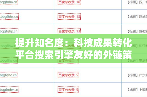 提升知名度：科技成果转化平台搜索引擎友好的外链策略