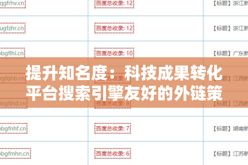 提升知名度：科技成果转化平台搜索引擎友好的外链策略