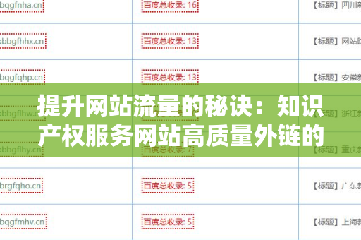 提升网站流量的秘诀：知识产权服务网站高质量外链的重要性