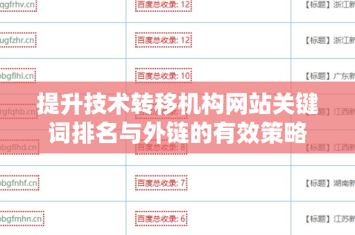 提升技术转移机构网站关键词排名与外链的有效策略