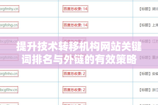 提升技术转移机构网站关键词排名与外链的有效策略