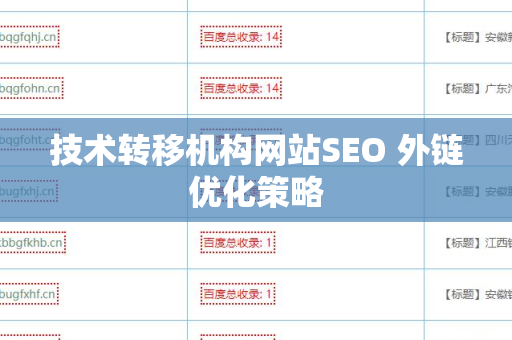 技术转移机构网站SEO 外链优化策略