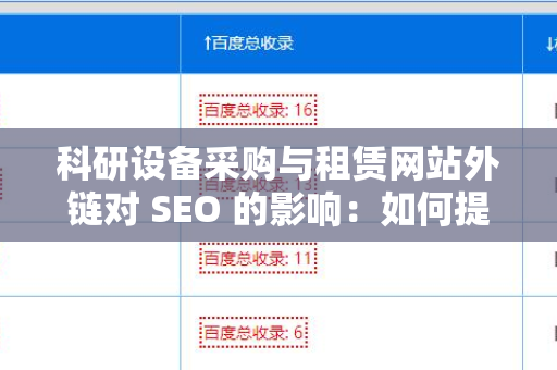 科研设备采购与租赁网站外链对 SEO 的影响：如何提升网站可见性