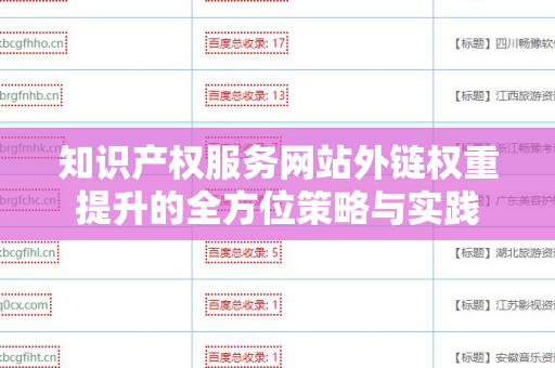 知识产权服务网站外链权重提升的全方位策略与实践