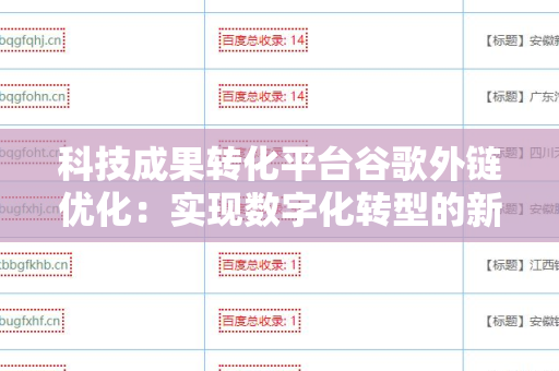 科技成果转化平台谷歌外链优化：实现数字化转型的新机遇