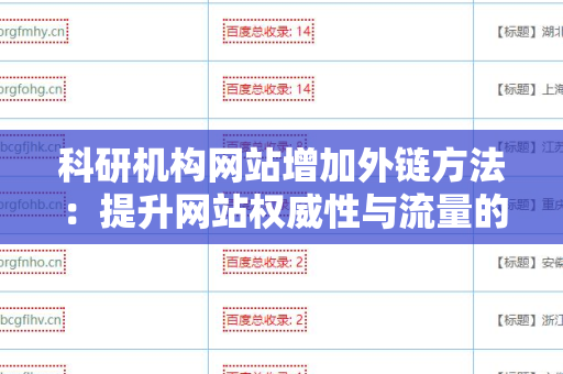 科研机构网站增加外链方法：提升网站权威性与流量的有效策略