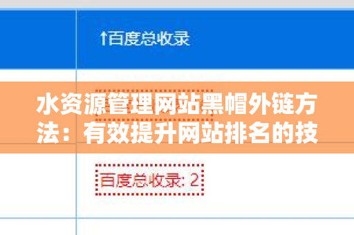 水资源管理网站黑帽外链方法：有效提升网站排名的技巧