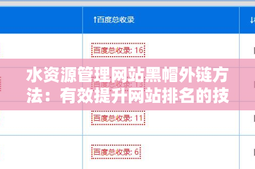 水资源管理网站黑帽外链方法：有效提升网站排名的技巧