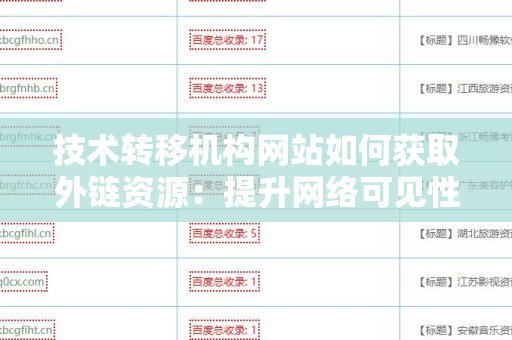 技术转移机构网站如何获取外链资源：提升网络可见性的全方位指南